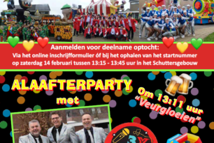 Zaterdagmiddag 14 februari Canavalsoptocht en ALAAFTERPARTY!